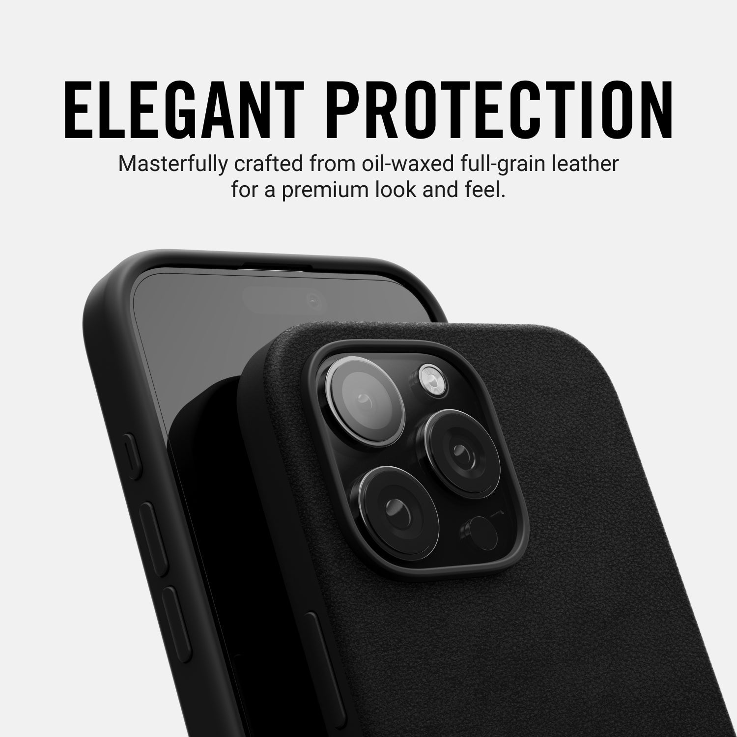 Ridge Phone Case - Midnight Black Leather - iPhone 16 Plus